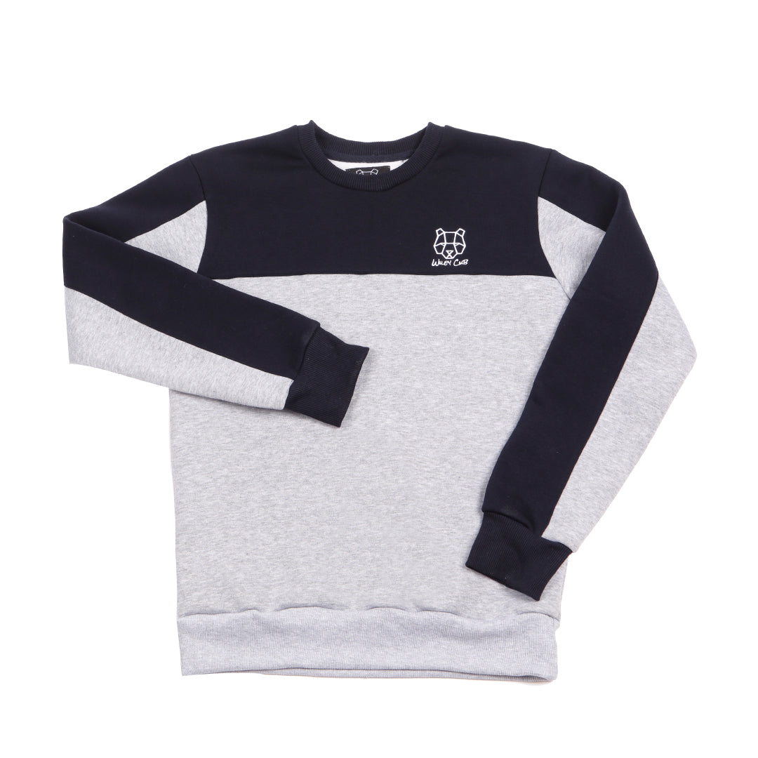 Fleece Lined Sweatshirt in Navy & Grey