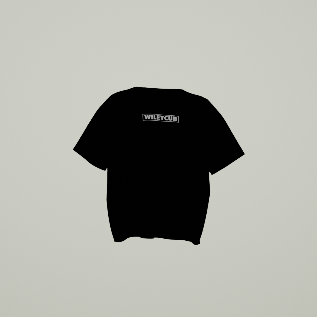 Oversized Wiley Cub Boxed Text T-Shirt in Black