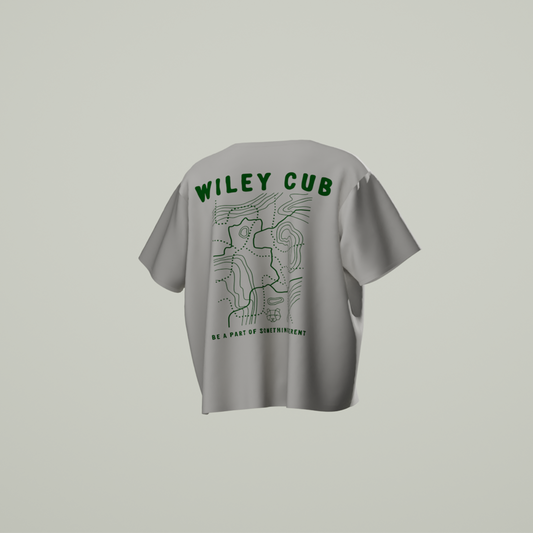 Oversized Green Map Graphic T-Shirt in Off White