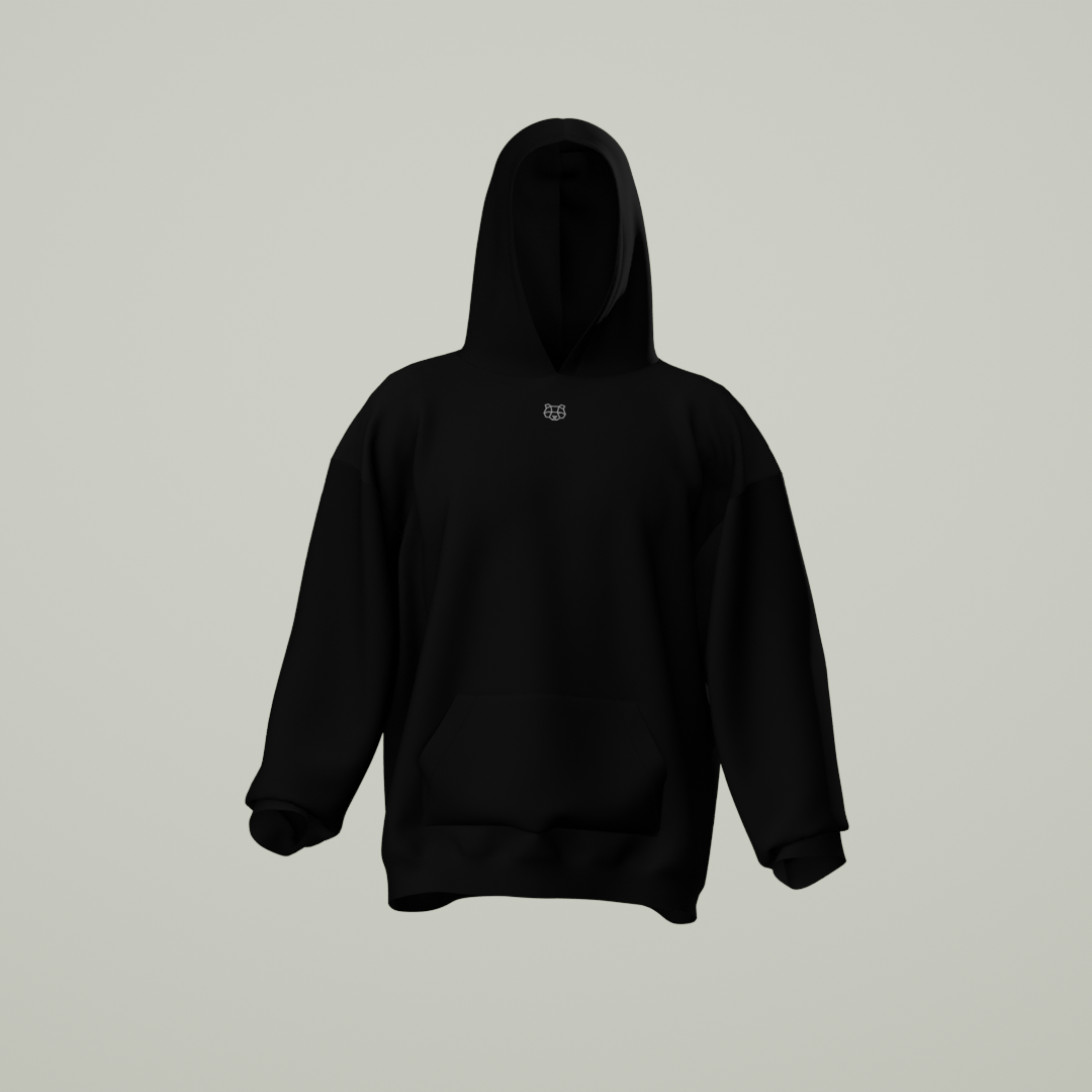 Oversized Fleece Lined Hoodie in Black