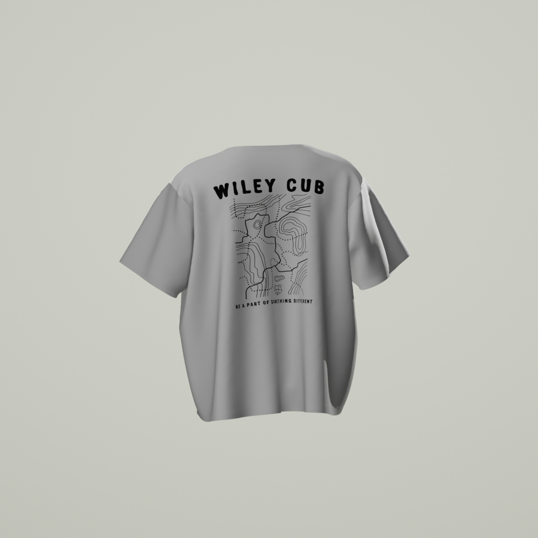 Oversized Wiley Cub Black Map Graphic T-Shirt in Off White