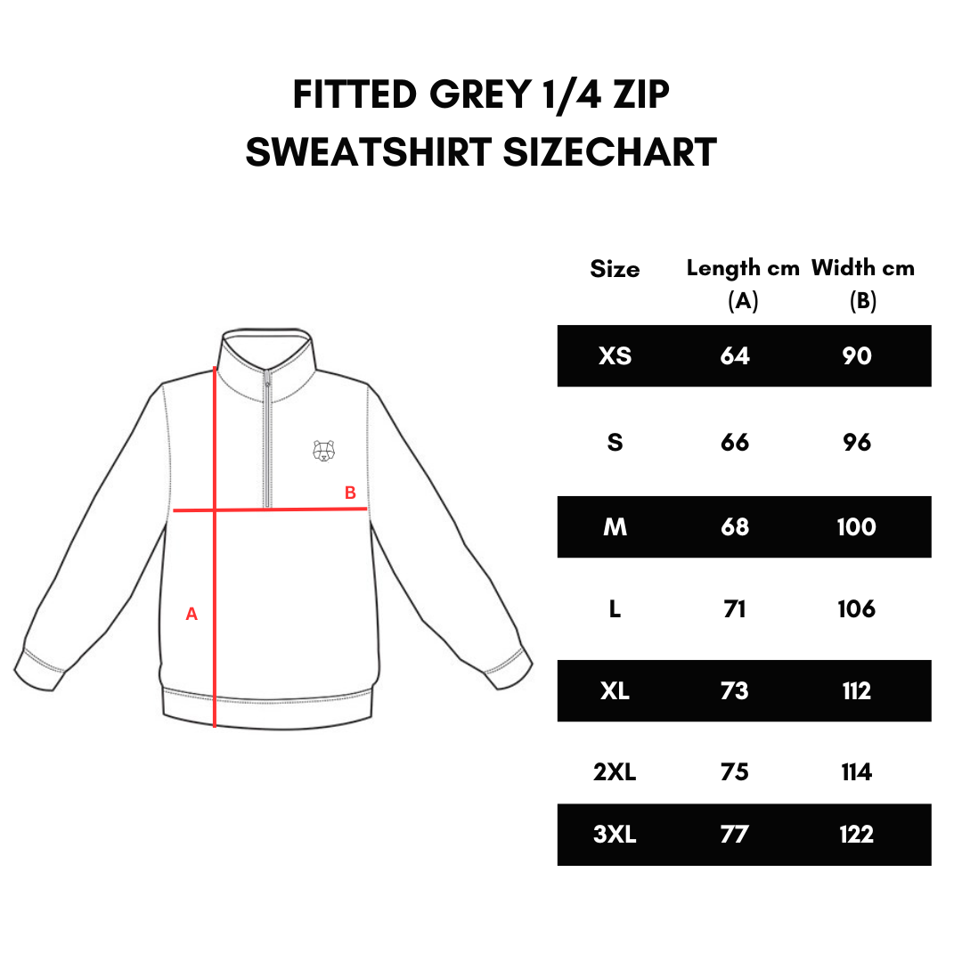 Fitted 1/4 Zip Sweatshirt in Grey