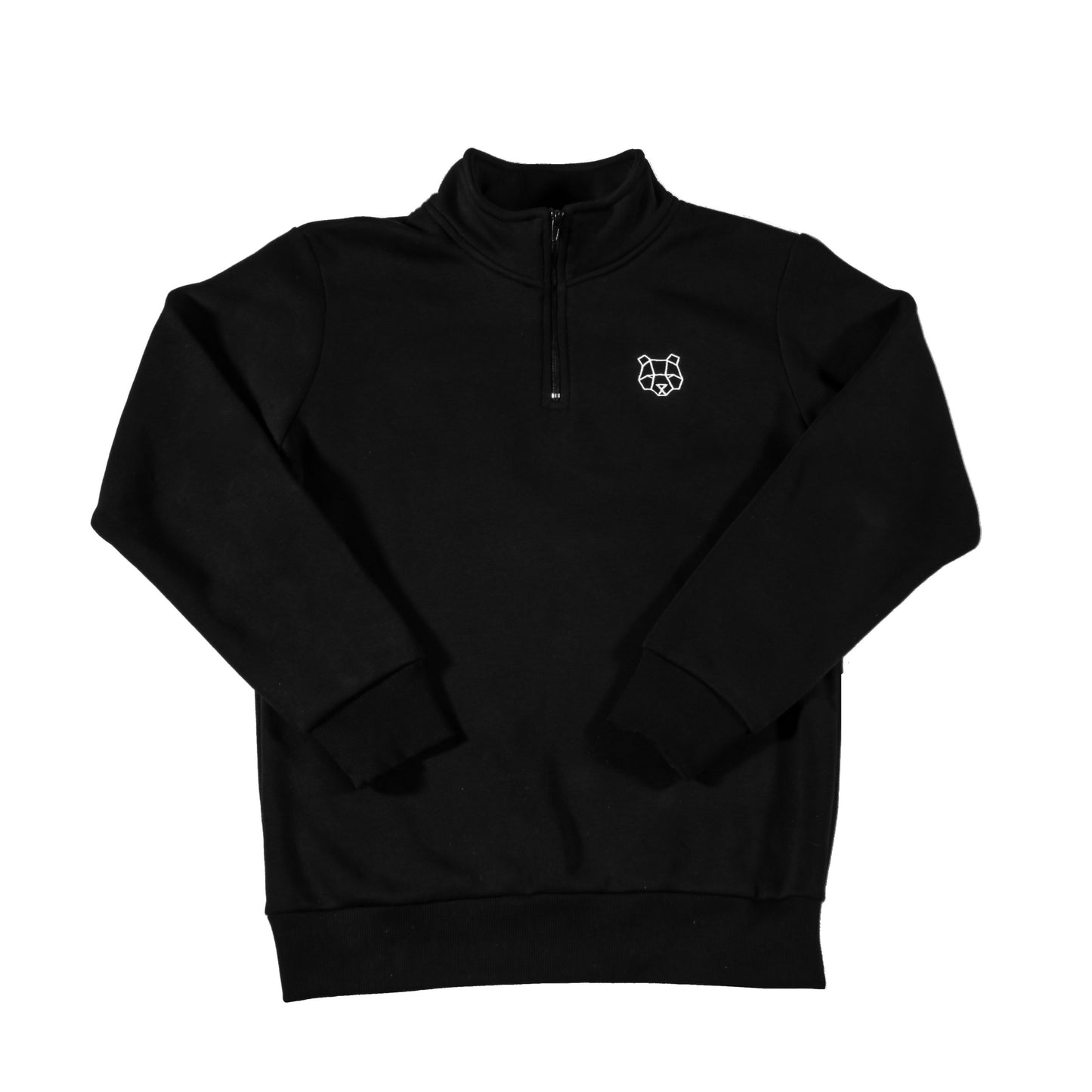 Fitted Fleece Lined 1/4 Zip Sweatshirt in Black