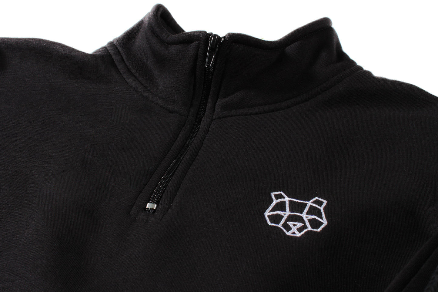 Fitted Fleece Lined 1/4 Zip Sweatshirt in Black