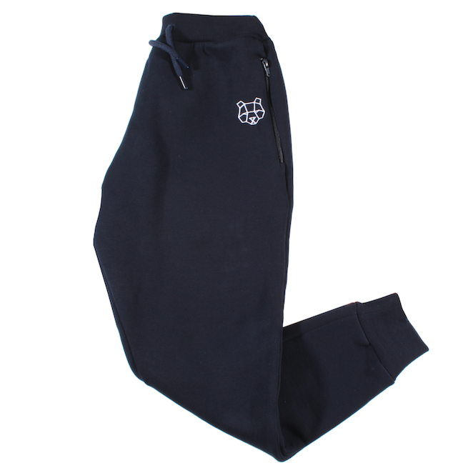 Fitted Fleece Lined Tracksuit Bottoms in Navy