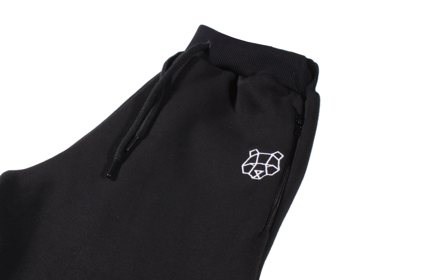 Fitted Fleece Lined Tracksuit Bottoms in Black