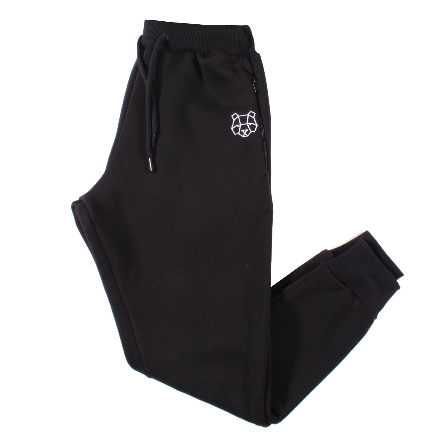 Fitted Fleece Lined Tracksuit Bottoms in Black