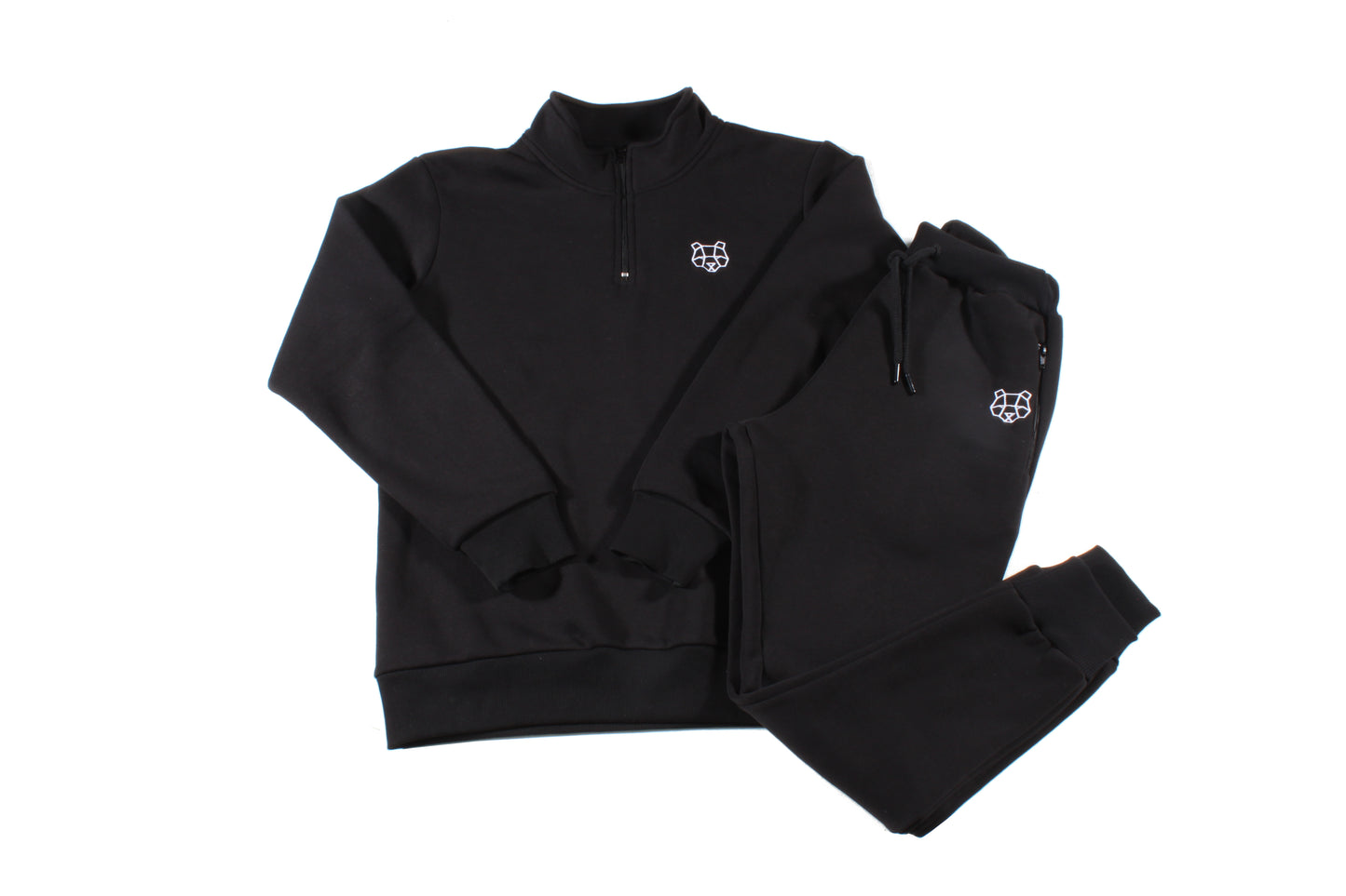 Fitted Fleece Lined 1/4 Zip Sweatshirt in Black