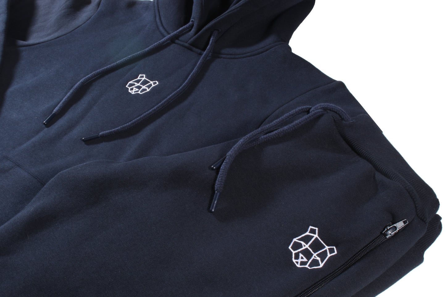 Fitted Fleece Lined Hoodie in Navy